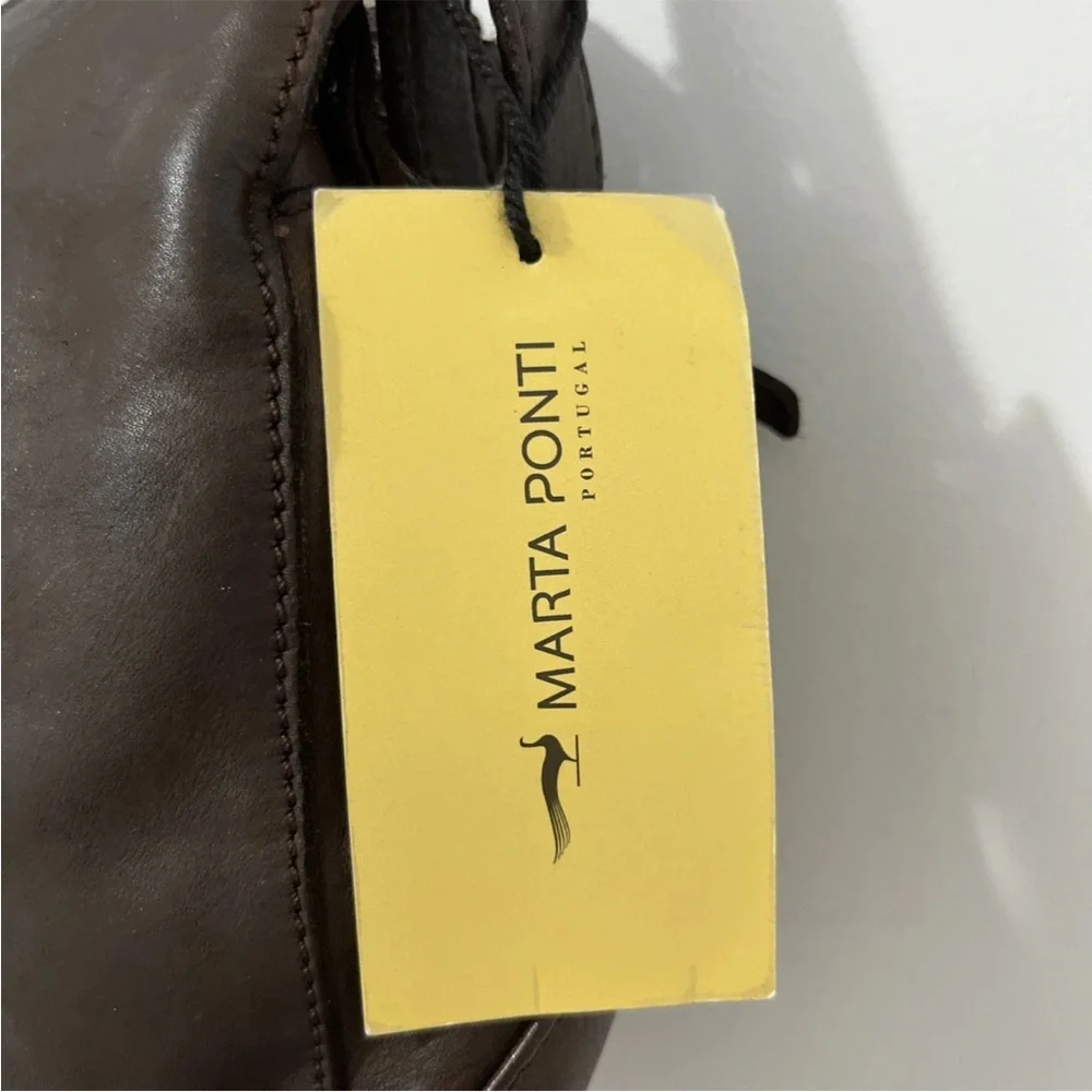 MARTA PONTI Vintage Cognac Brown Genuine Leather Crossbody Bag Purse - Picture 15 of 16